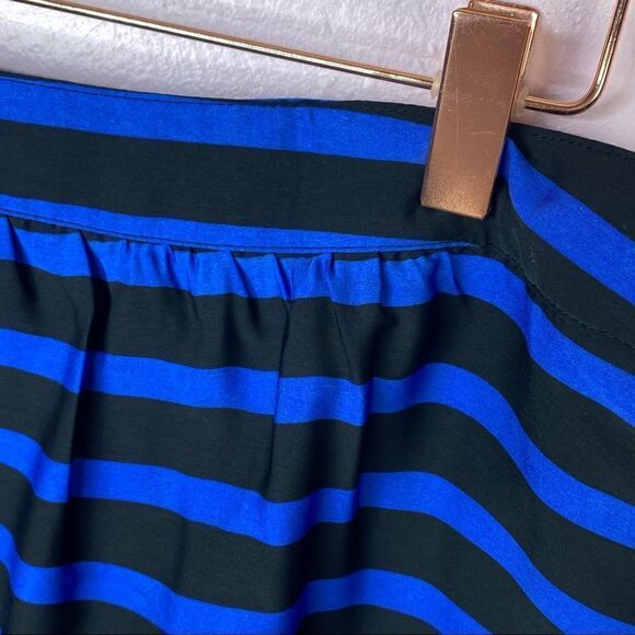 Dalia Collection Striped Pleat Front Pencil Skirt Royal Blue & Black 6 - Picture 3 of 9